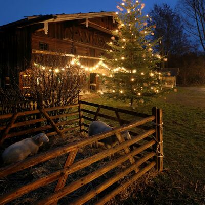 Stimmungsvoll geschmckt leuchten die historischen Gebude im Advent. <br>  Bezirk Oberbayern, Bauern-hausmuseum Amerang, G.Nixdorf