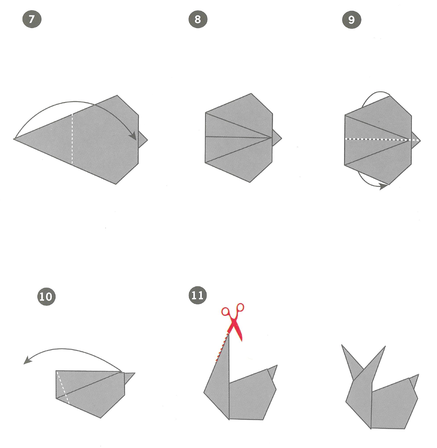 Faltanleitung für Origamihasen